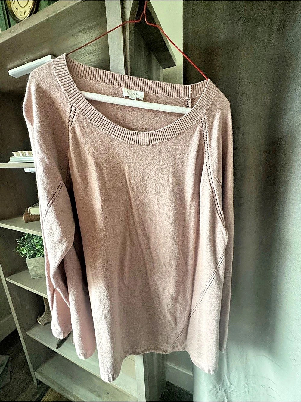 Garnet Hill Crew Neck Sweater in Pink Size XL Like New